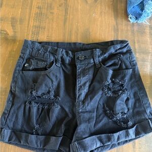 KanCan Black Distressed Jean Shorts
